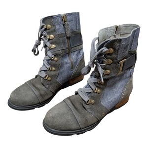 SOREL (Size 6) Major Carly Ankle Boots Suede Lace Up Zipper